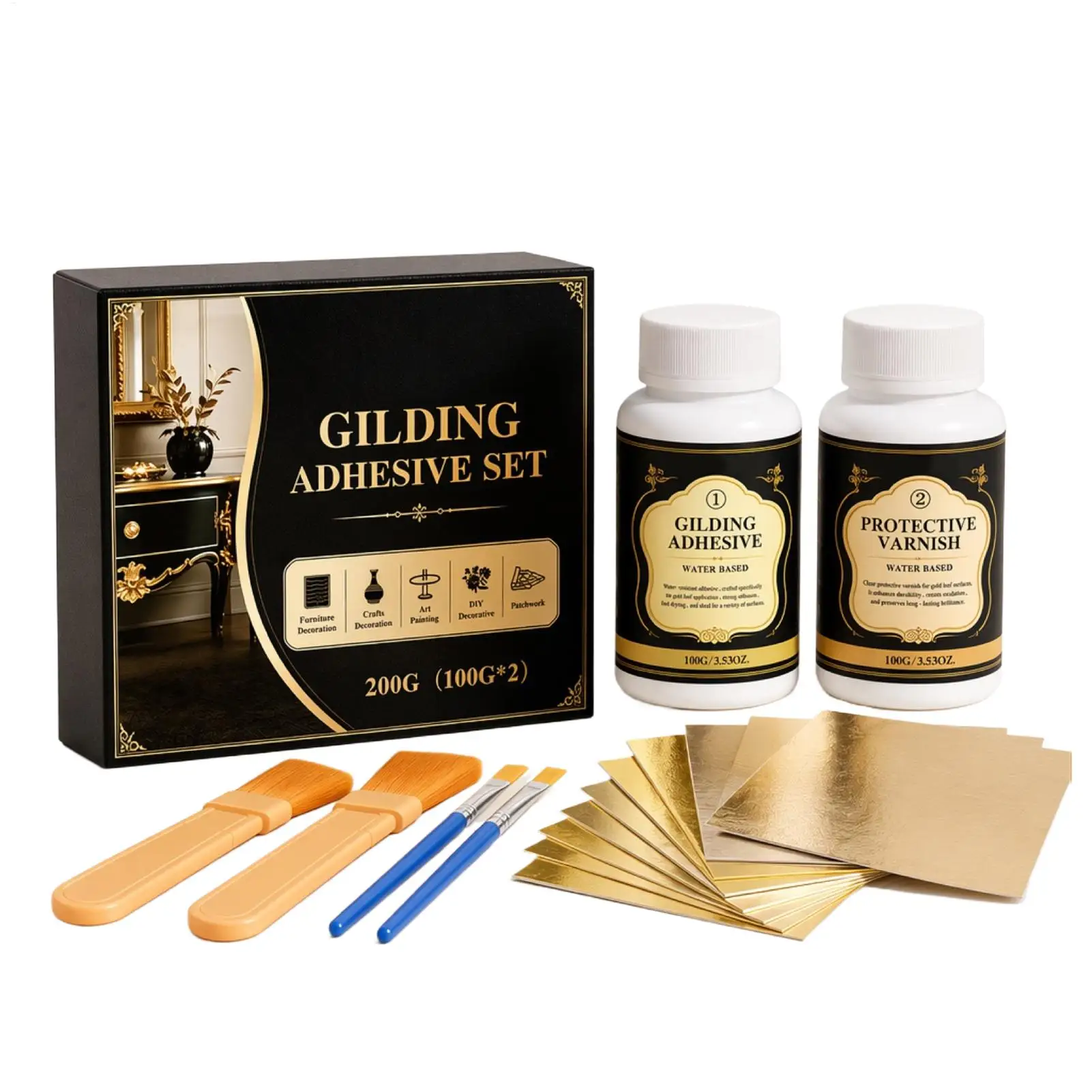 Gilding Adhesive Water-Based Long-Lasting DIY Gilding Crafts Gold Leaf Glue for Home Furniture Jewelry Crafts Art Painting