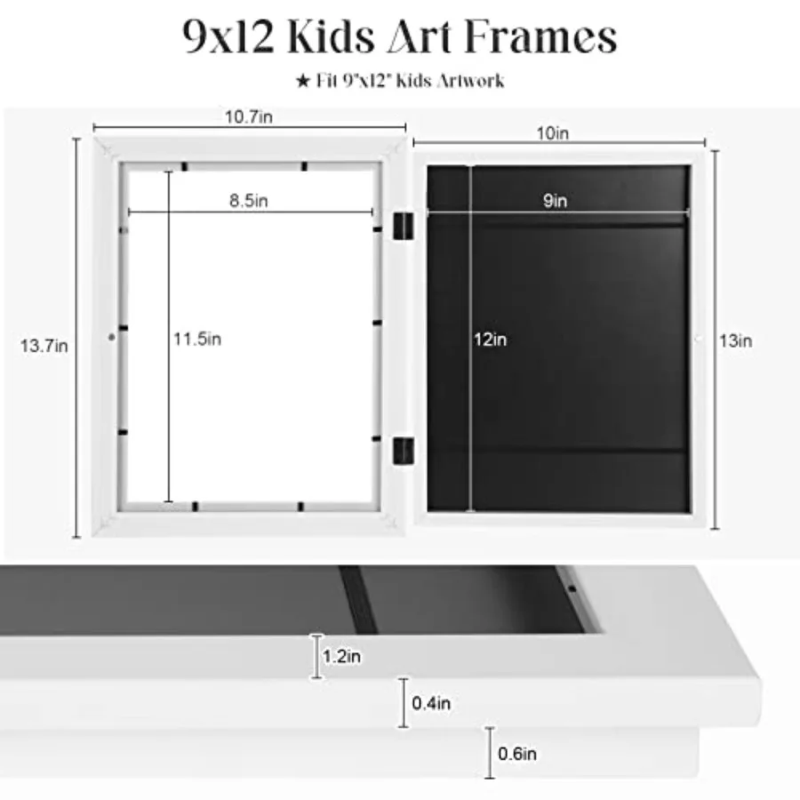 กรอบรูปศิลปะ 2 ชิ้น ขนาด 9x12 นิ้ว เปิดด้านหน้า เปลี่ยนภาพได้ สีขาว สำหรับติดผนัง จัดเก็บผลงานศิลปะ ใส่รูปได้ 50 ชิ้น เหมาะสำหรับภาพ 3 มิติ