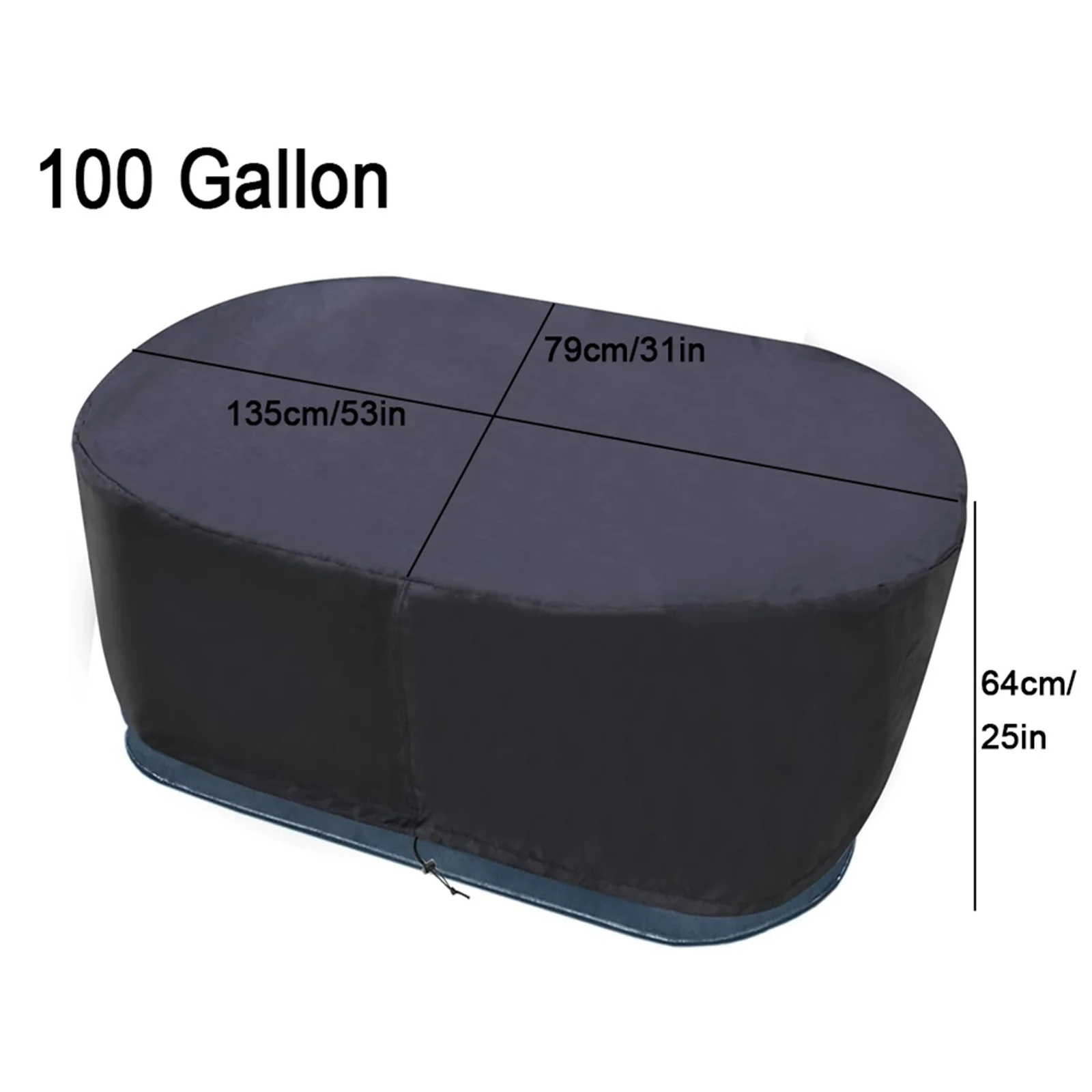 Cleaning Patio Furniture Cover Pool Ice Bath Cover Secure Drawstring Feature 210D Heavy-duty Material Black Pool Cover