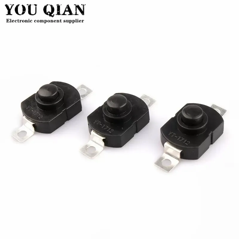 10PCS Push Button Switch 1712KD 30V 1A Flashlight Switch LOCK 17*12*9.5mm Table lamp Switch Flashlight Button Switch ON-OFF