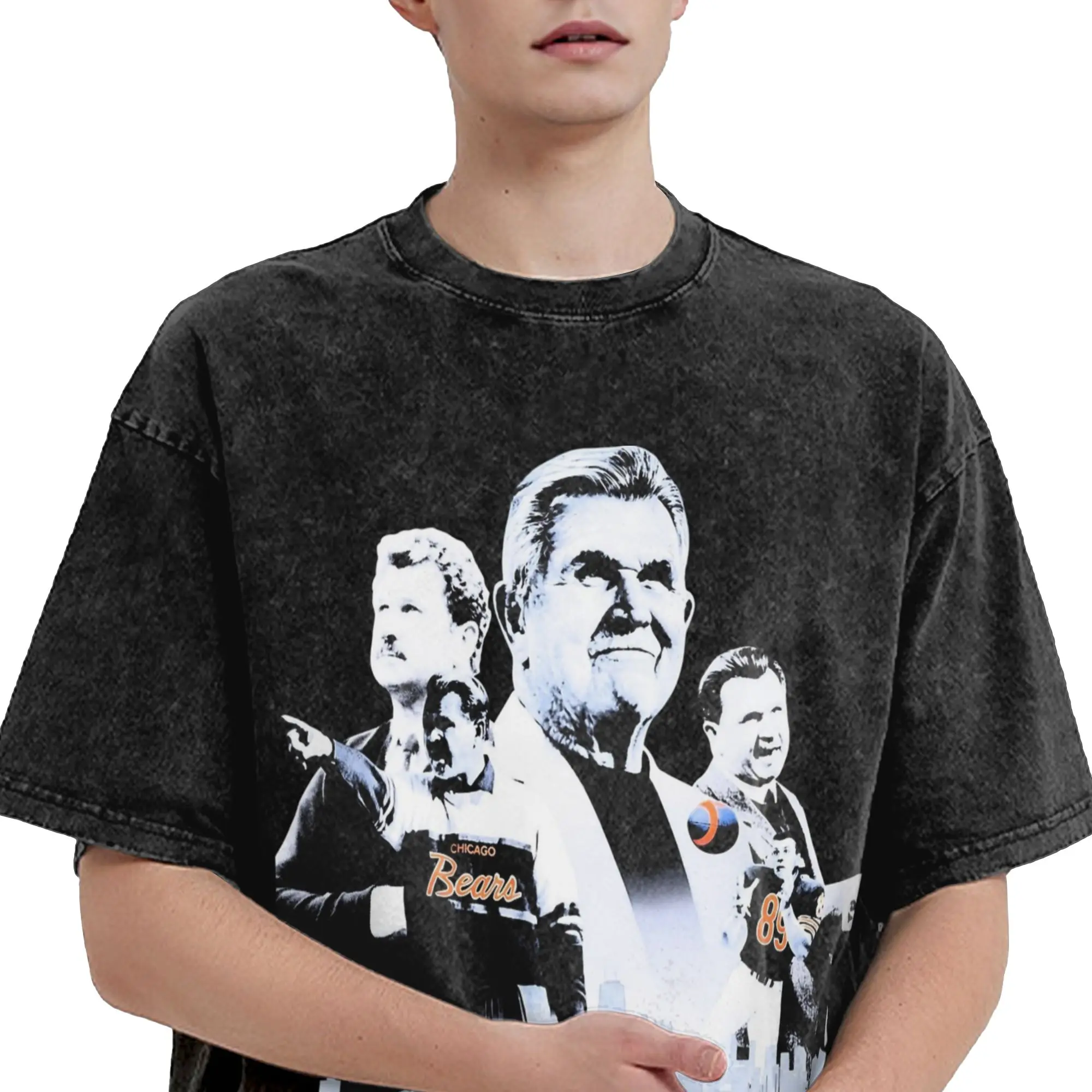 Summer RIP Mike Ditka  Washed Shirts Outfit Oversize T-Shirts  for Men Women Tee Shirt