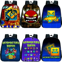 Angry Geometry Dash Backpacks Boys Girls Rucksack Anime Small Bookbag Kids Cartoon Kindergarten School Bags Children Backpack