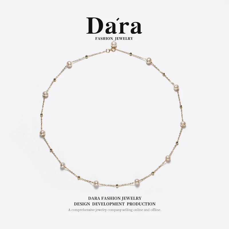 Freshwater pearl necklace 5-6mm oval pearls with strong luster, women's daily wear accessory