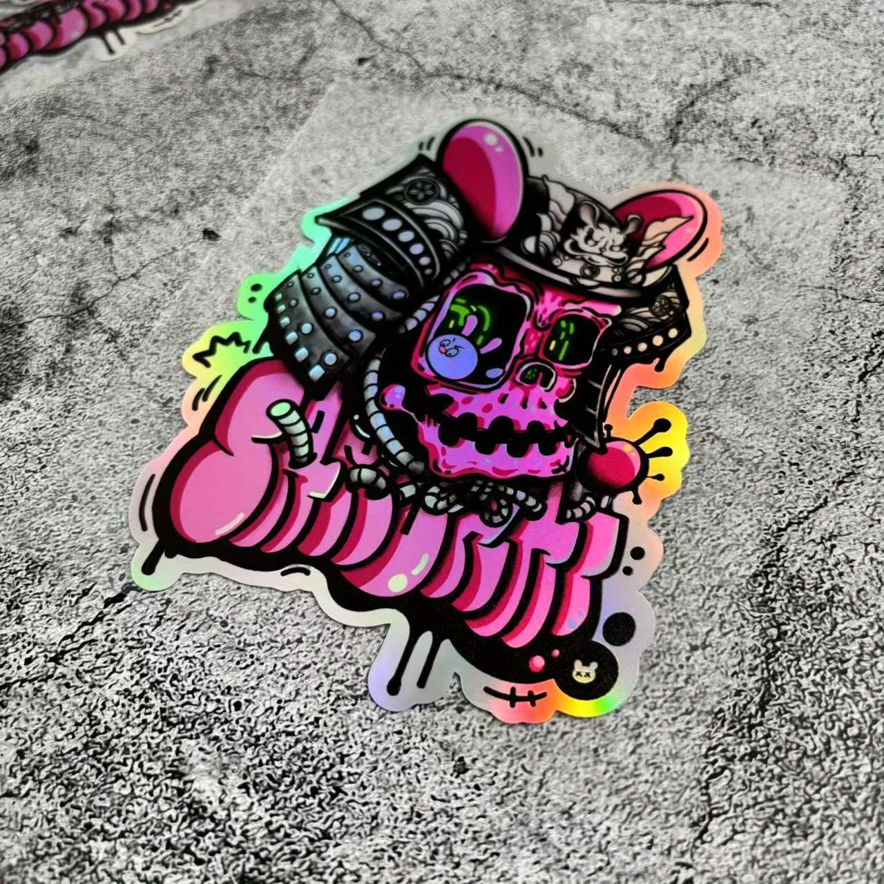 

1PC "Holographic Samurai Skull" Car Motorcycle Sticker Set Iridescent Design Auto Body Decal for Personality Expression