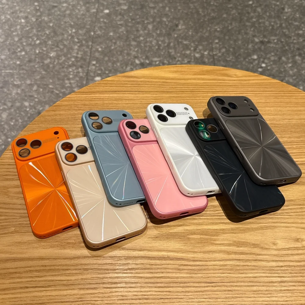 حافظة هاتف عصرية مطلية بالكهرباء لهاتف آيفون 17 ProMax 16 15 14 13 Pro Max ثلاثية الأبعاد ماتي ليزر غطاء حماية عدسة كاملة