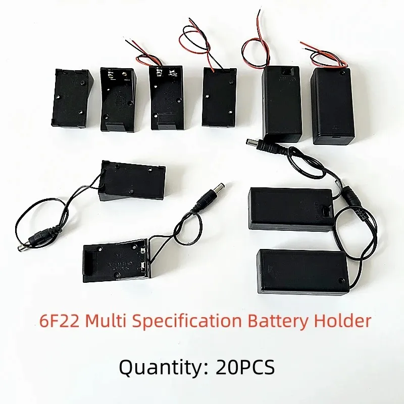 20PCS 9 Volt Box Pack Power Toggle Black 9V Battery Holder with ON/OFF Switch
