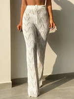 Pantalones de punto bloqueados con bikini de árbol hueco elegante sexy de moda de playa