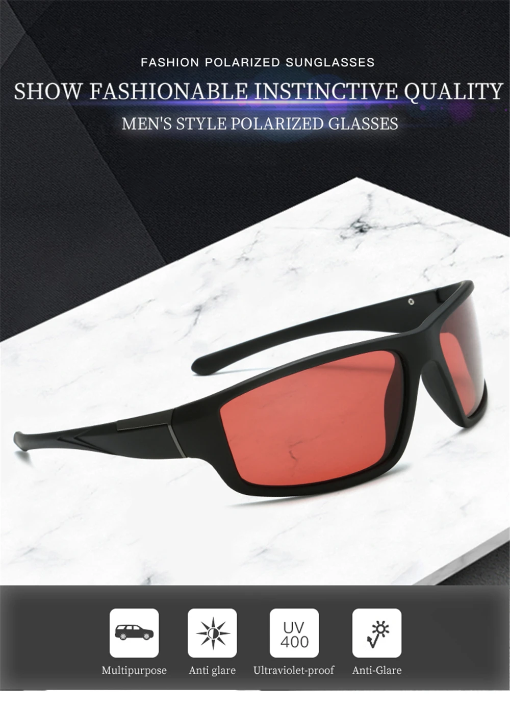 VIVIBEE Angeln Sonnenbrille Rot Polarisierte Männer TAC Homomorphic Angeln Schutzbrillen Frauen Sport Outdoor Shades – Detail 2