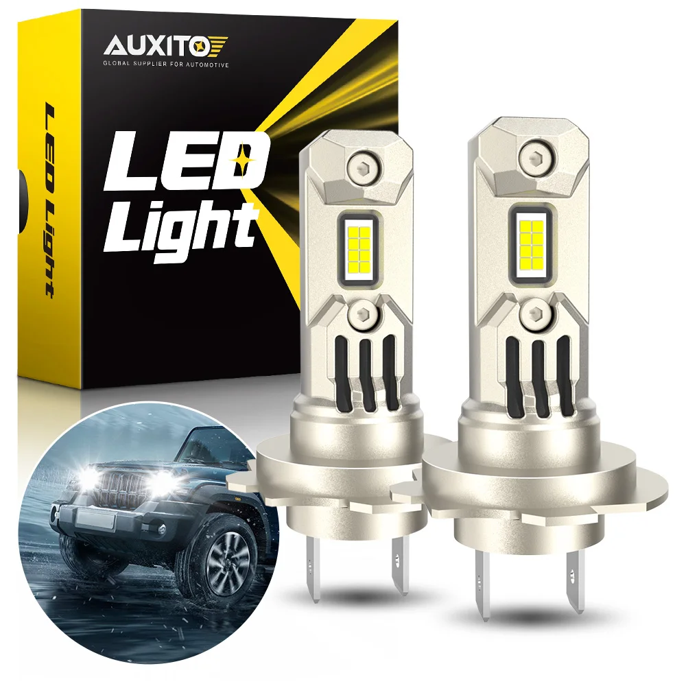 

2Pcs AUXITO 100W 20000LM H7 LED Canbus Flicker-Free Headlight Kit Turbo CSP Super White For Car 12V White Powerful Low Beam Lamp