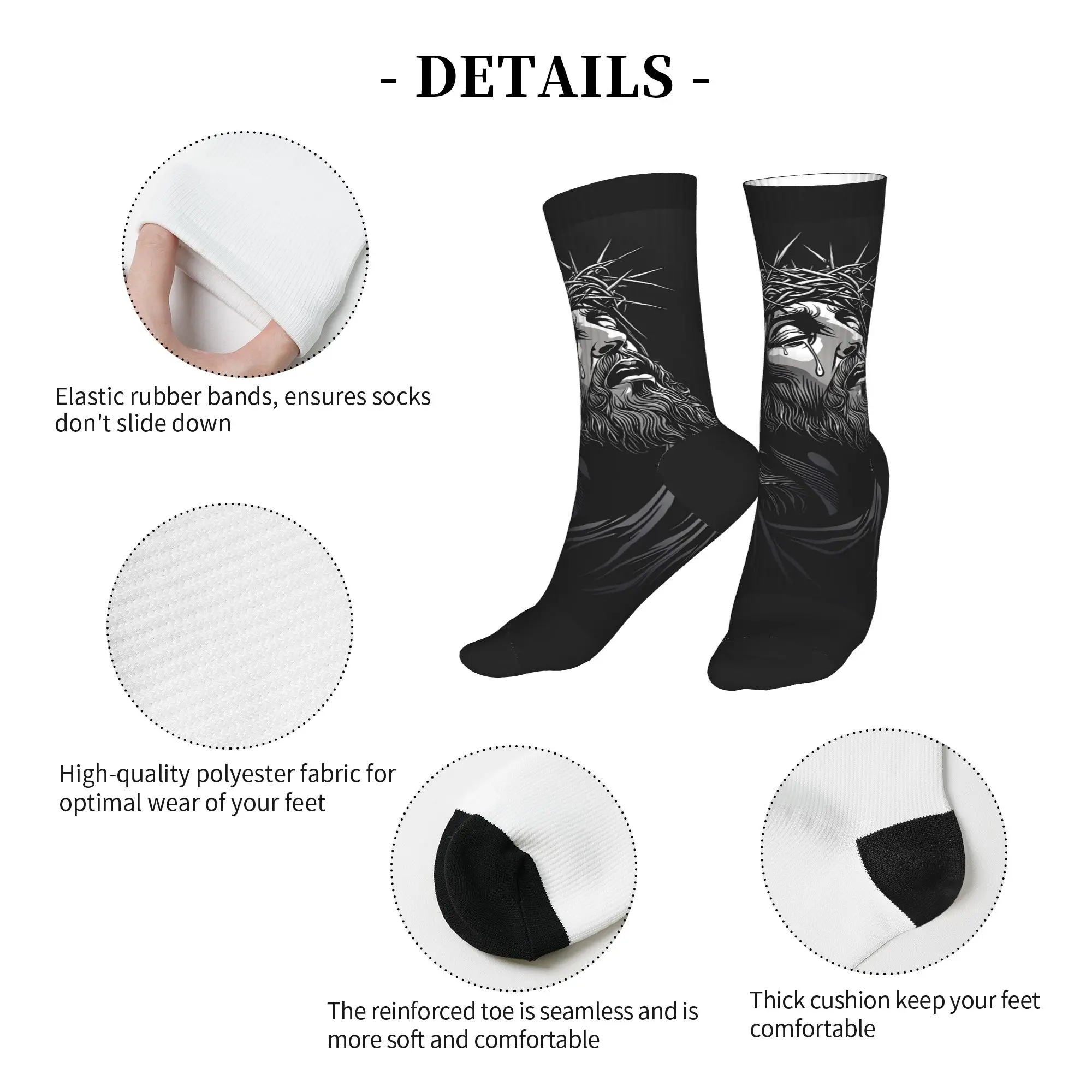 Носки с плакатом «Иисус Христос Корона шипов», повседневные чулки, удобные носки для пары, зимние антибактериальные носки с графическим рисунком