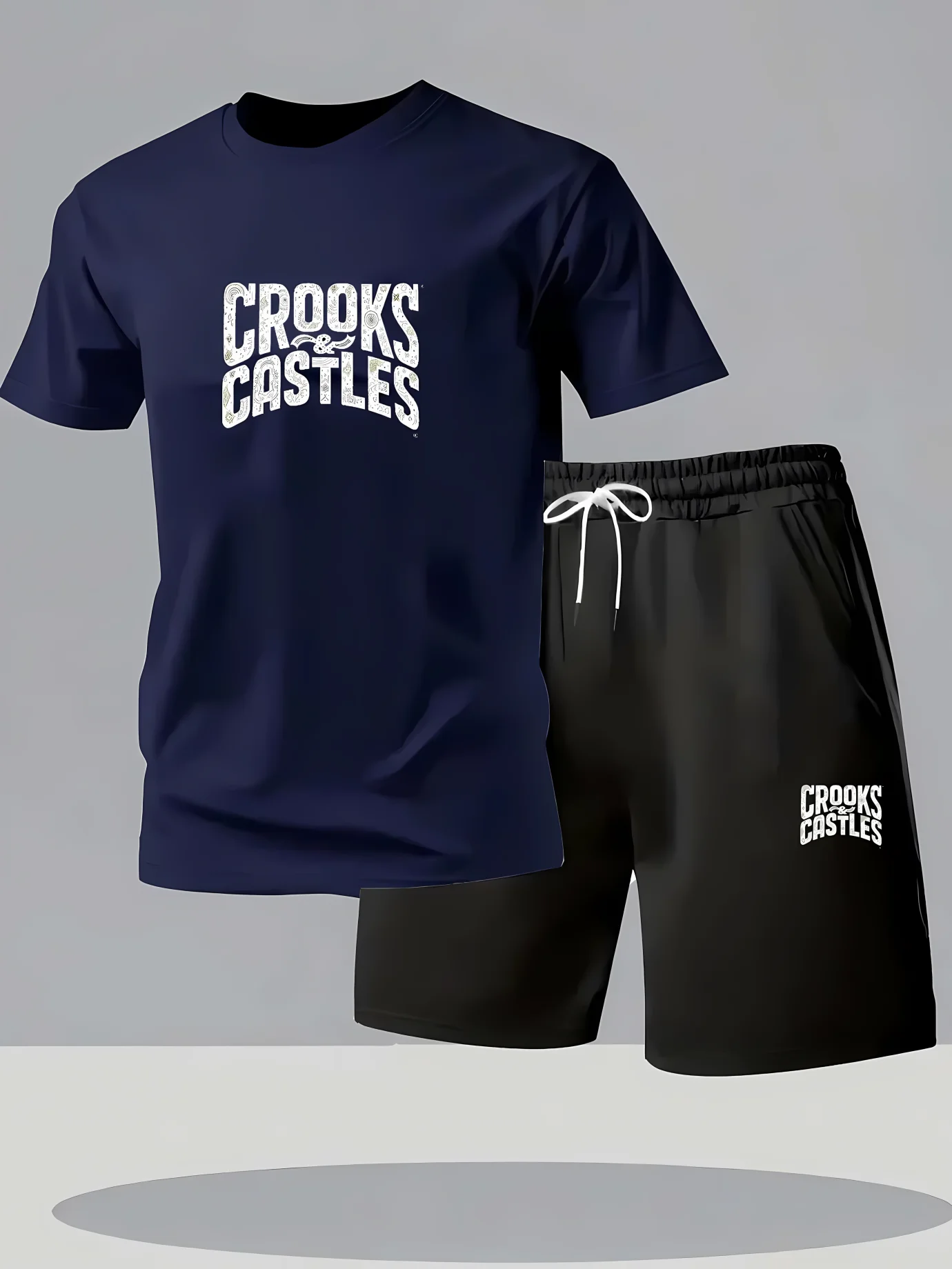 

The 2025 summer new daily casual men's set features a fashionable street daily sporty 3D simple print
