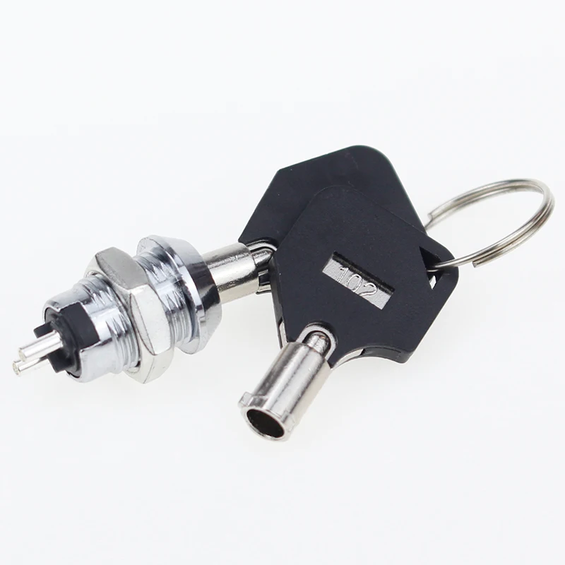 1PCS 12MM Stainless Steel Telephone Lock Electronic Lock Power Lock Key Switch S1201 Double Side Pull Out Type 0.5A250V AC 2Keys