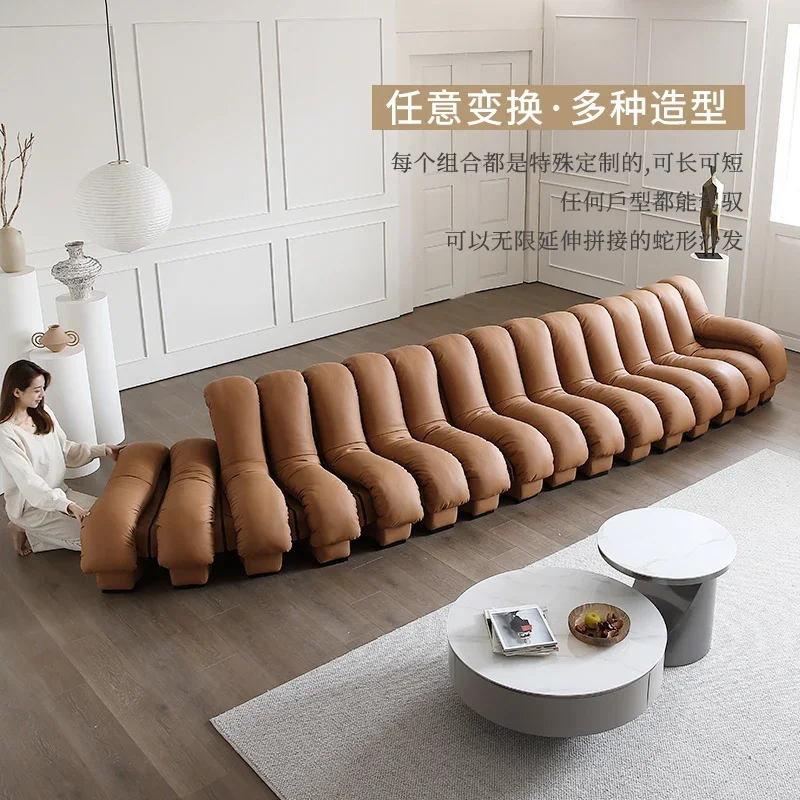 Snake leather sofa minimalist curved special shape