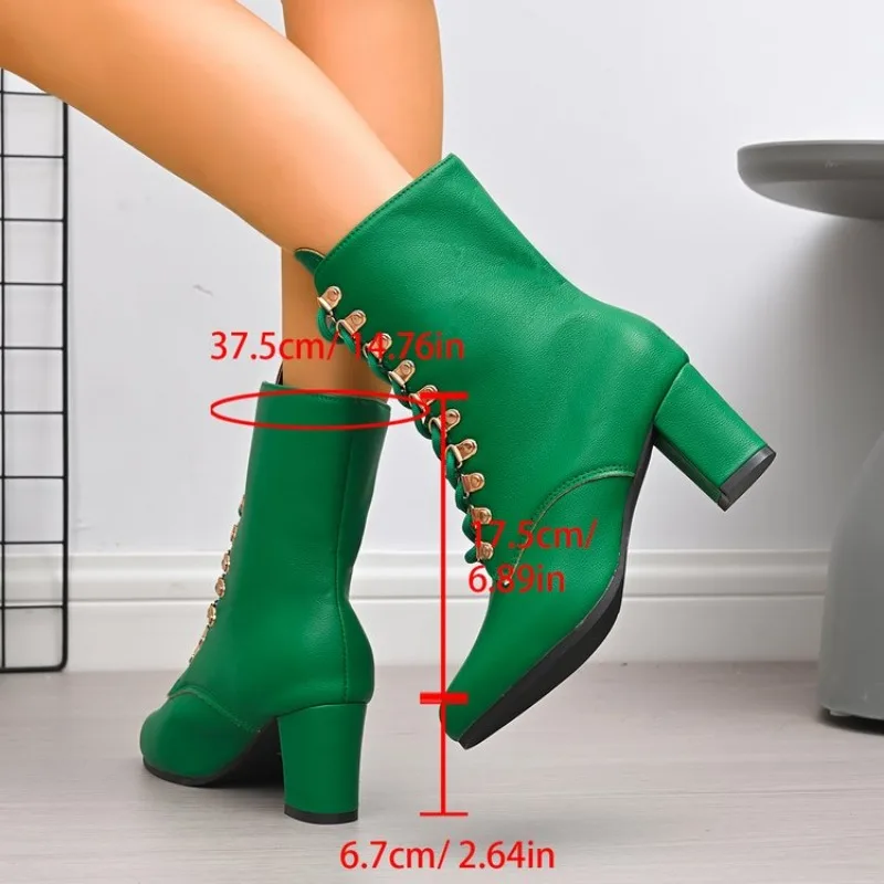 

2026 Spring and Autumn Women Trend Designer Comfortable Platform Boots Women High Heels Lace Up Ankle Boots Shoes for Women 43