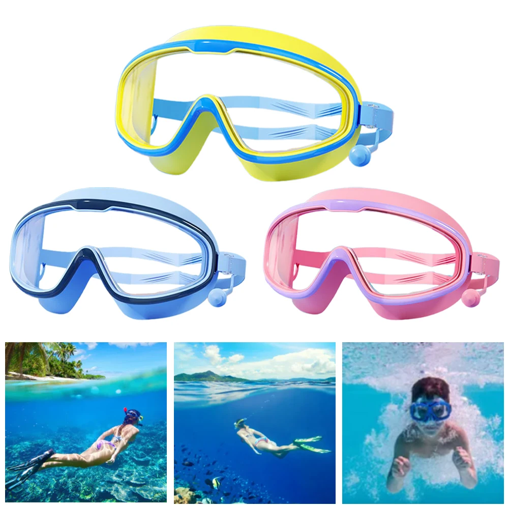 Gafas de natación para niños, gafas de natación HD, montura grande, protección UV, gafas de natación, gafas deportivas para bucear y snorkel
