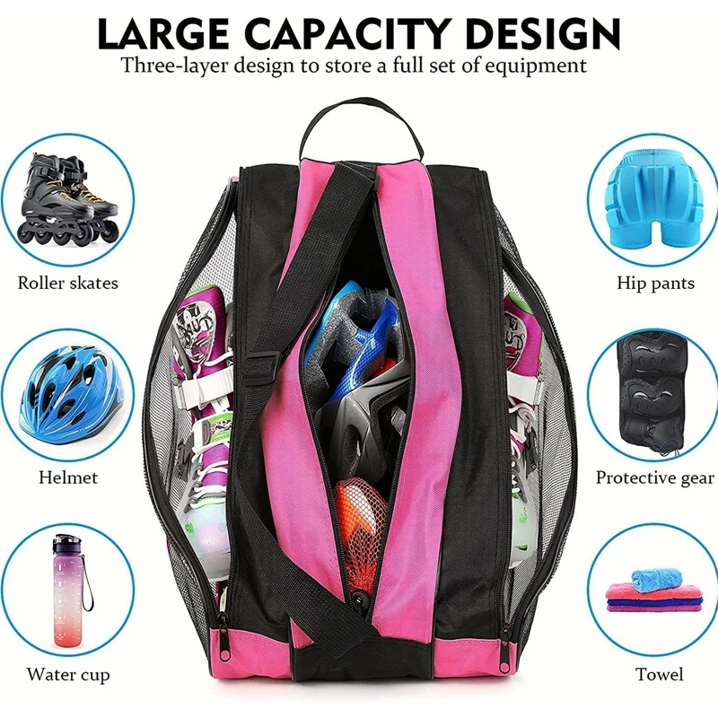 Sacs de Rangement de Grande Capacité pour Chaussures de Patinage, Poudres de Transport, Organisateurs de Patins à Roulettes, Portable, Environnement, Réglable, Nouveau