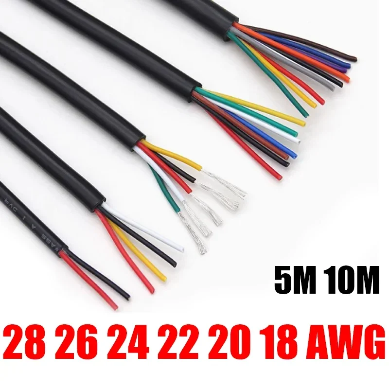 12V Automotive Cable 2 3 4 5 6 7 8 9 10 Core Flexible Electronic Audio Wire for DIY Solar Project LED Strip Lighting Speaker