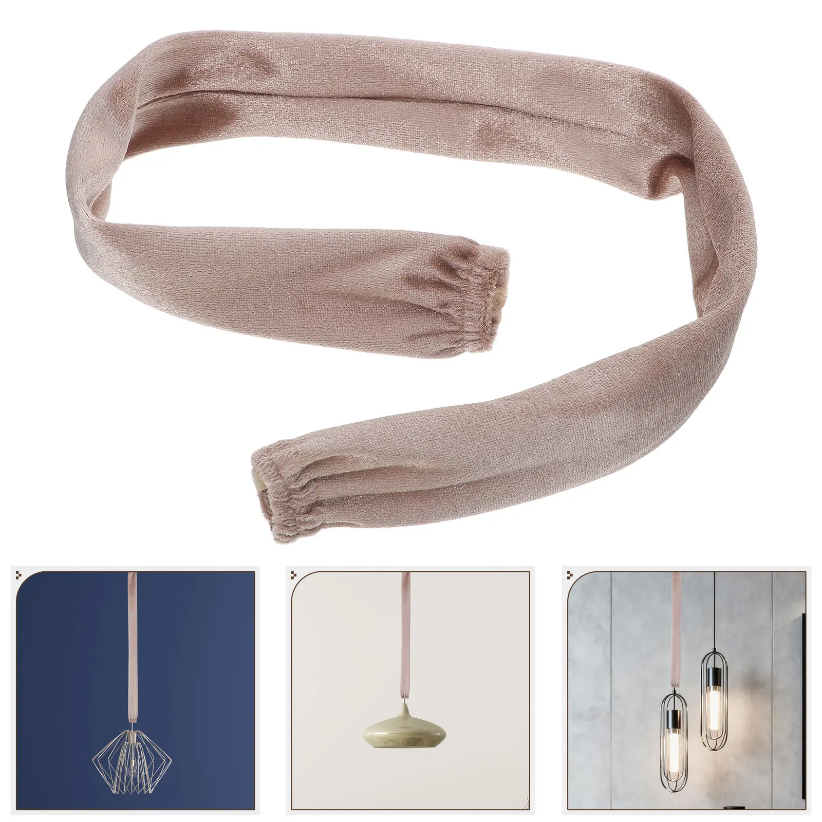 Chandelier Chain Cover 23.2 Inch Zipper Fabric Lamp Cord Protector Khaki Decorative Pendant Light Chain Sleeve Indoor Ceiling