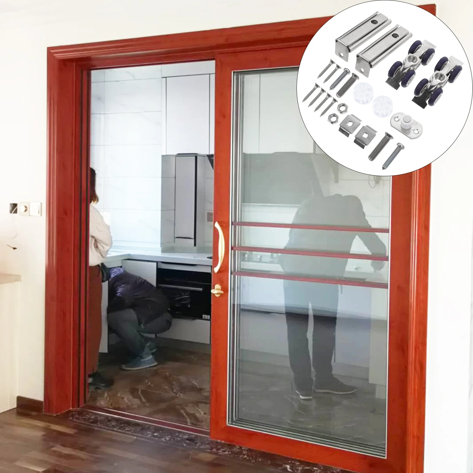 1Set الباب المسار الأسطوانة انزلاق عجلة مجموعة دائم صامت عالية تحمل تحمل نظام المسار لانزلاق نافذة الباب السلس