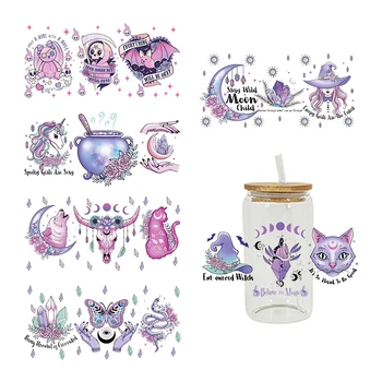 3D UV DTF 전송 스티커, 컵 랩, 할로윈 매직 프린트, DIY 유리 세라믹 금속 가죽 등, 16oz D20593