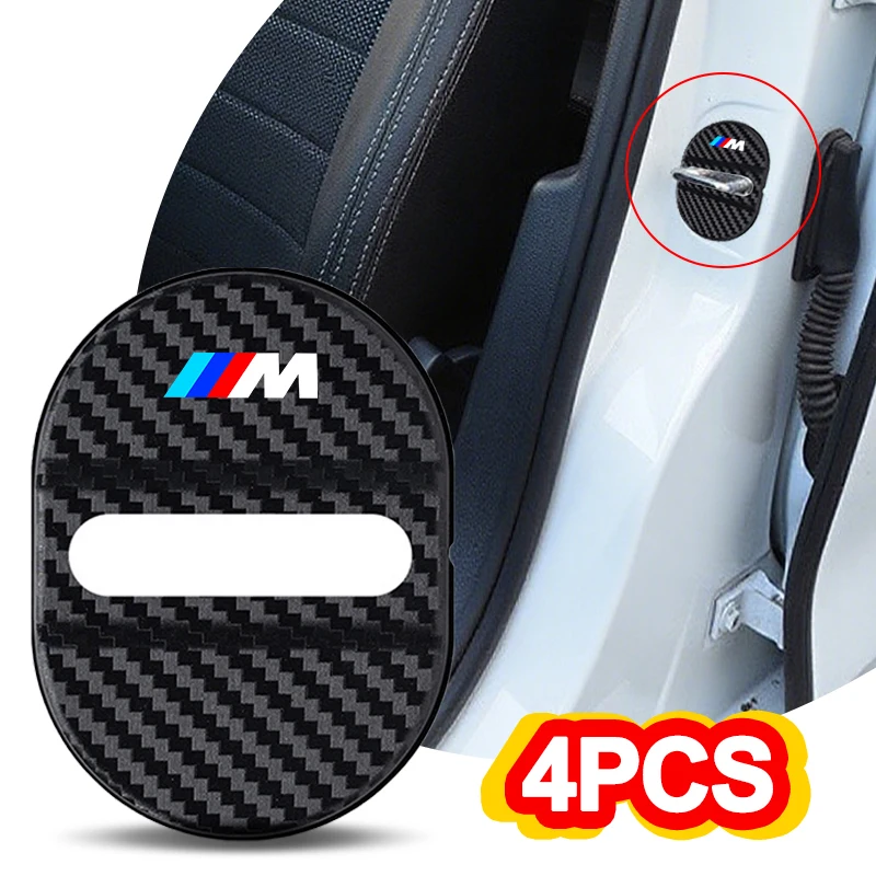 4 szt. Karbonowe nakładki tłumiące drzwi samochodu, osłony zamków drzwi ABS do BMW M M3 M5 M6 X3 E46 E90 E39…