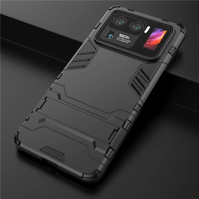 For Xiaomi Mi 11 Ultra Case Cover for Xiaomi Mi 11 Ultra Lite Rubber Kickstand Shell Robot Armor Funda Capa Hard PC Phone Case