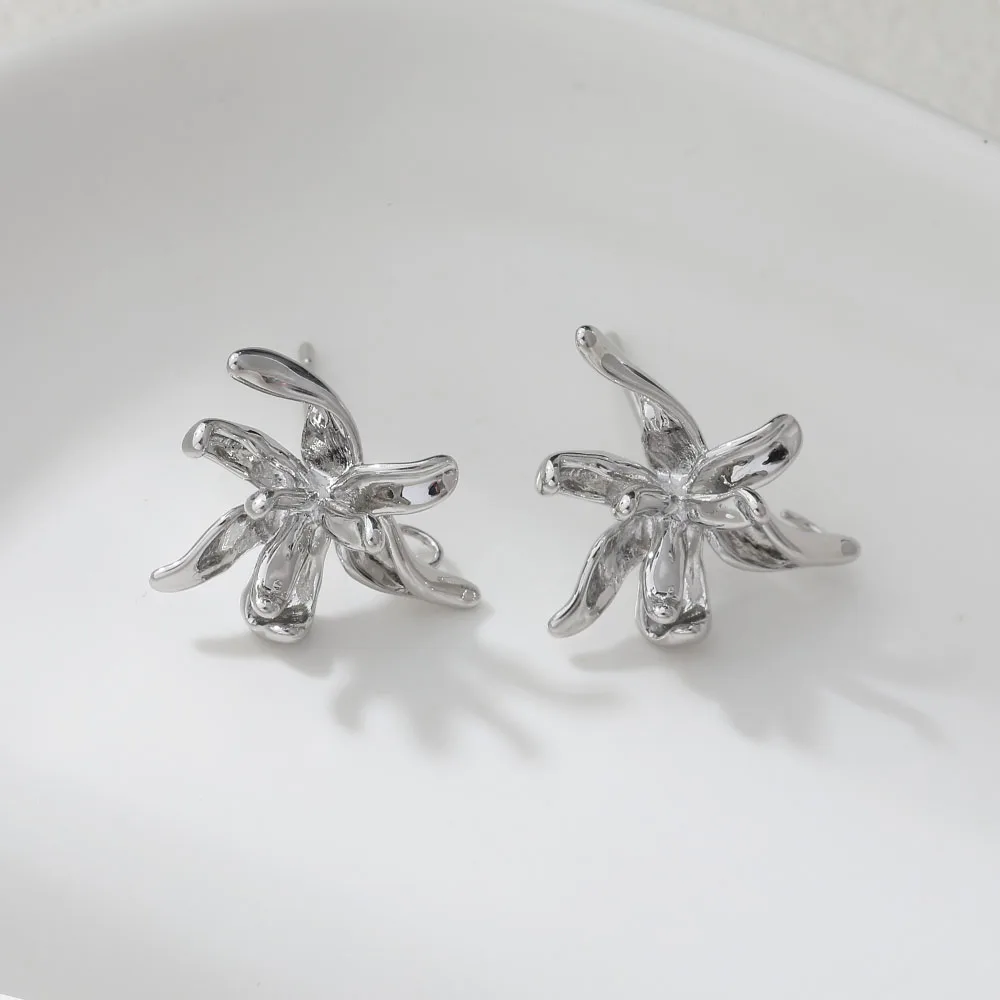 4 قطعة لذيذ زهرة شكل الأذن ترصيع Diy بها بنفسك أقراط موصلات صنع المجوهرات النتائج لوازم 14 كيلو مطلية بالذهب اكسسوارات 19*17 مللي متر #5