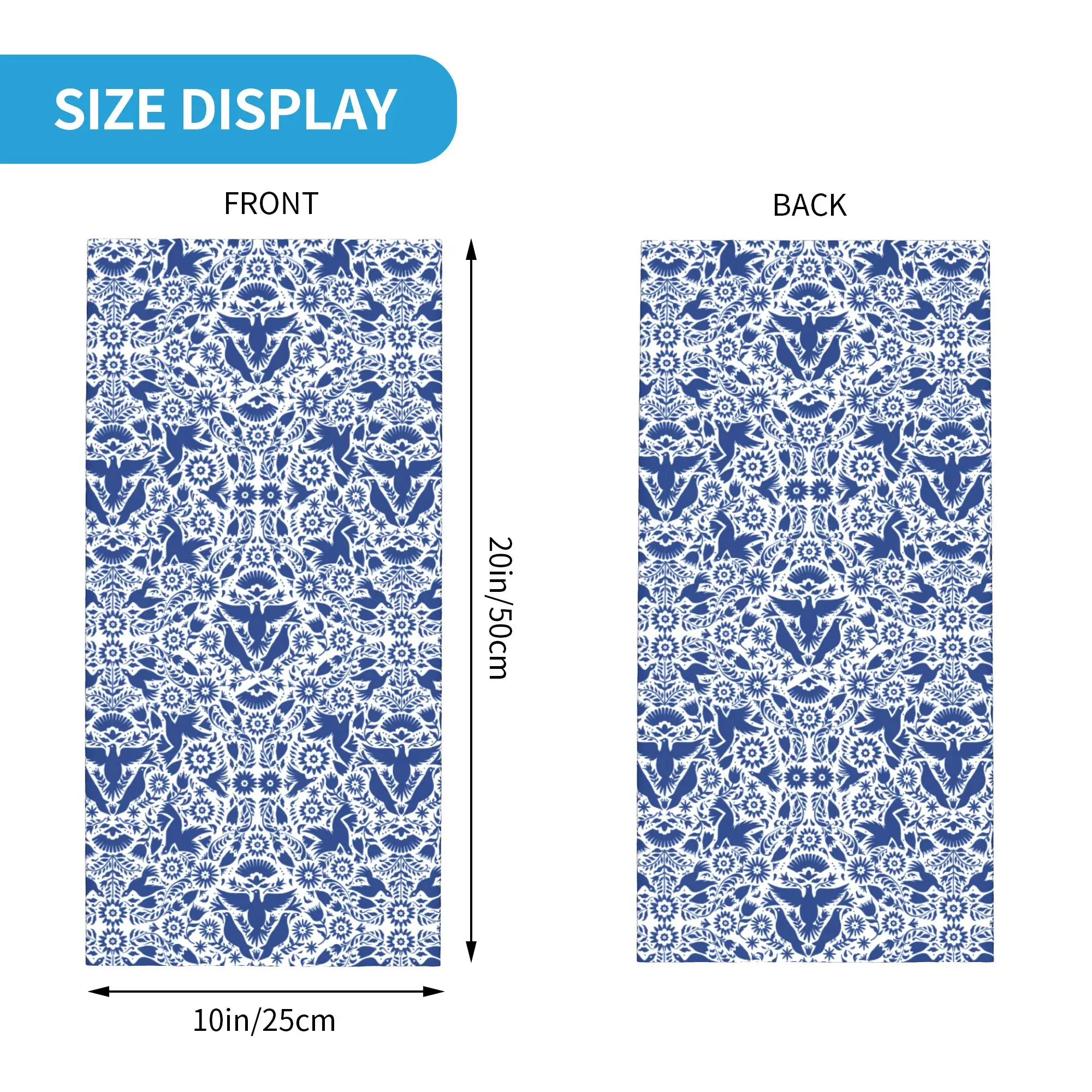 Otomi Birds Mexican Flowers Pattern Bandana Neck Gaiter for Hiking Hunting Women Men Wrap Scarf Headband Warmer Face Scarf Cover