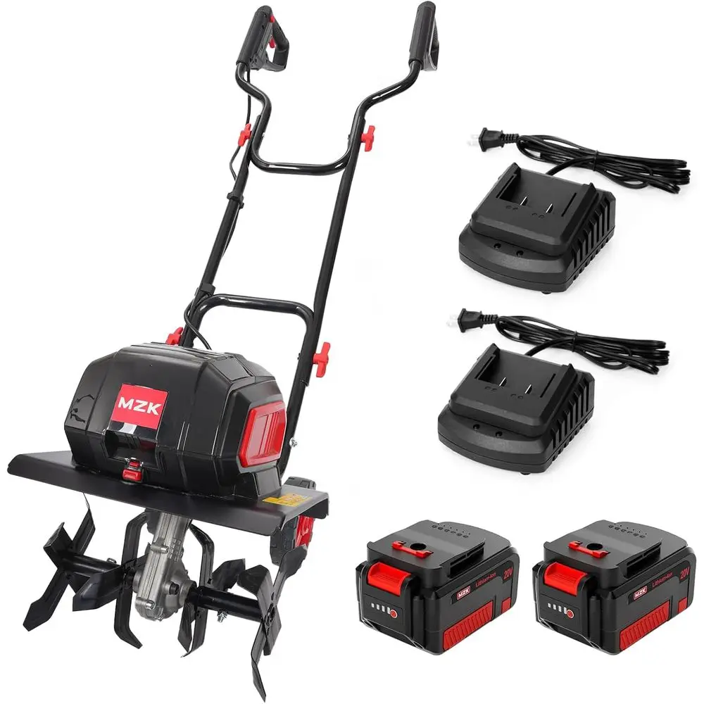 

12-дюймовый электрический садовый культиватор с глубиной обработки 8,6 дюйма, 2 аккумулятора по 4,0 Ач в комплекте