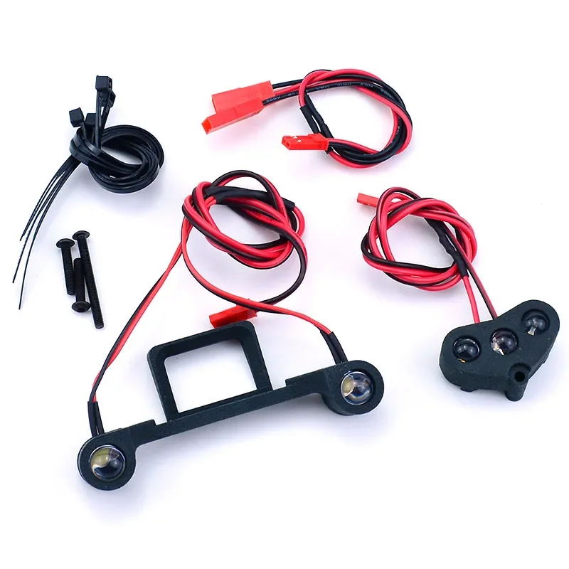 For 1/10 Traxxas RC Car Rustler 4X4 VXL XL-5 Front & Rear LED Light Spotlights Lighting System Mount with Adapter Cable Parts