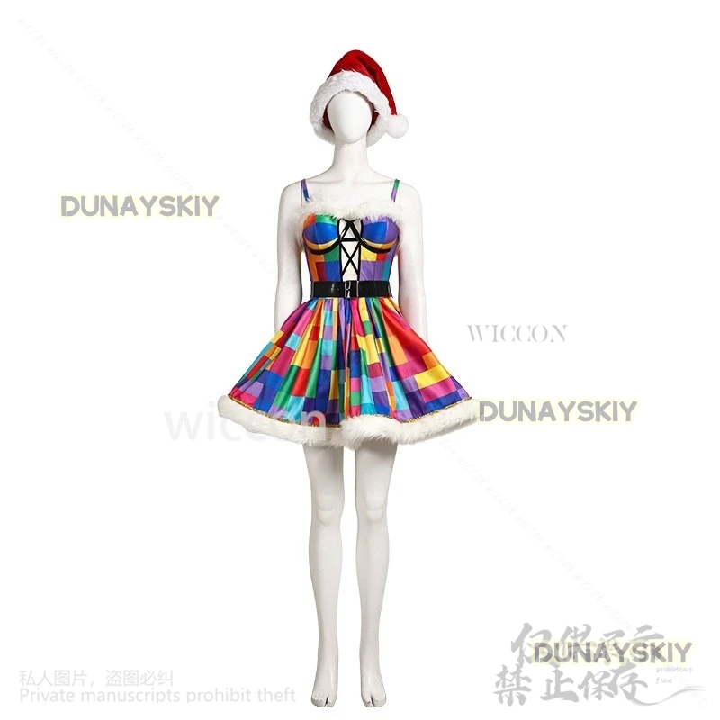 2024 New Christmas Costume Dress Lolita Santa Hat For Mrs Claus Women Girls Halloween Christmas Fancy Party Cosplay Customized