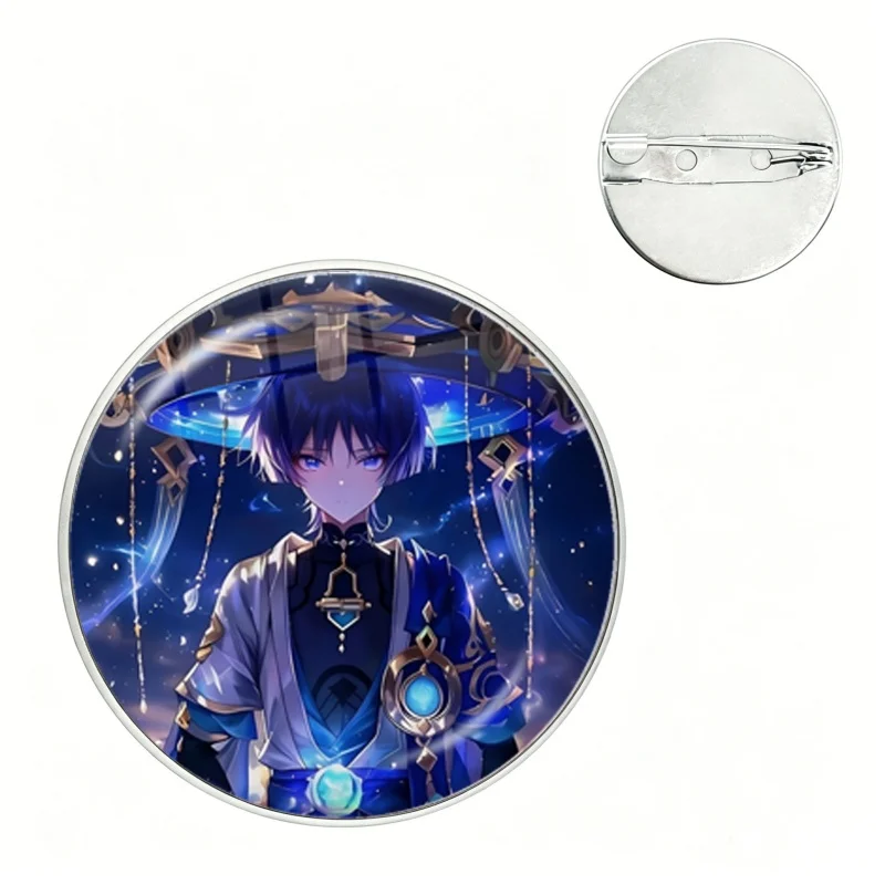 G-Genshin Impact Wanderer Pin Nijigen Otaku Culture Glass Dome Brooches Shirt Lapel Bag Cute Badge Cartoon Pins For Fans