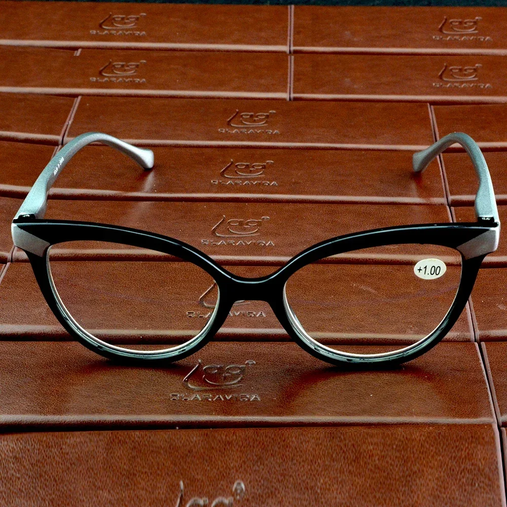 

Clara Vida Oversized Cat Eye Glasses Women Black And Silver Style Female Reading Glasses Men+1 +1.5 +2 +2.5 +3 +3.5 +4