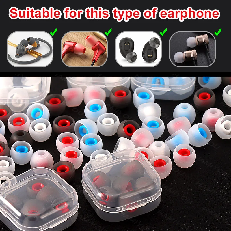 Earphone Noise Reduction Covers Silicone Replacement Accessories 4mm Ear Plugs Soft Earbuds Cap  L M S in Ear Headphone Eartip