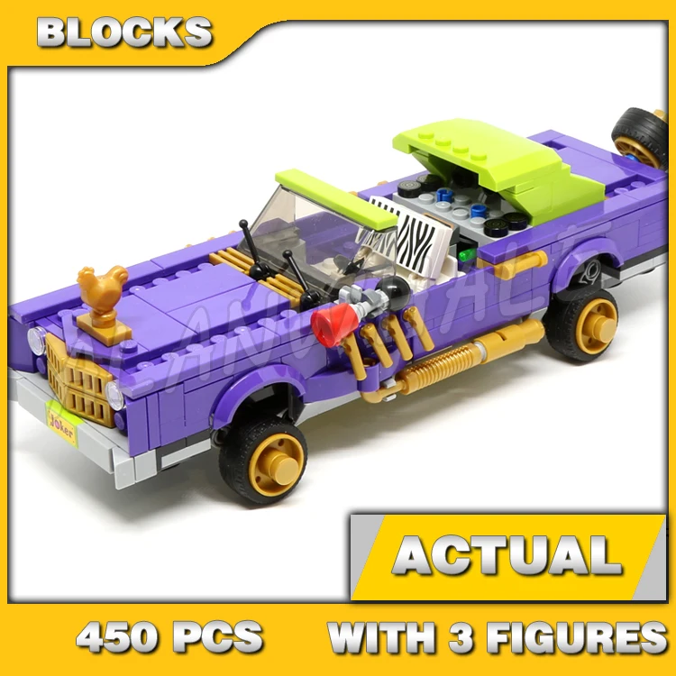 450pcs Super Fighter Joker Notorious Lowrider Purple Vehicle bouncing suspension 10633 Building Blocks Toy Compatible With Model