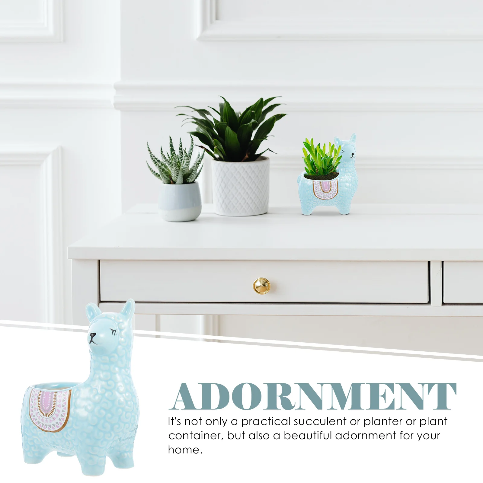 

Alpaca Ceramic Flowerpot Small Succulent Planter Desktop Decoration Cartoon Theme Garden Pot Alpaca Decor Ceramic Planter Pot