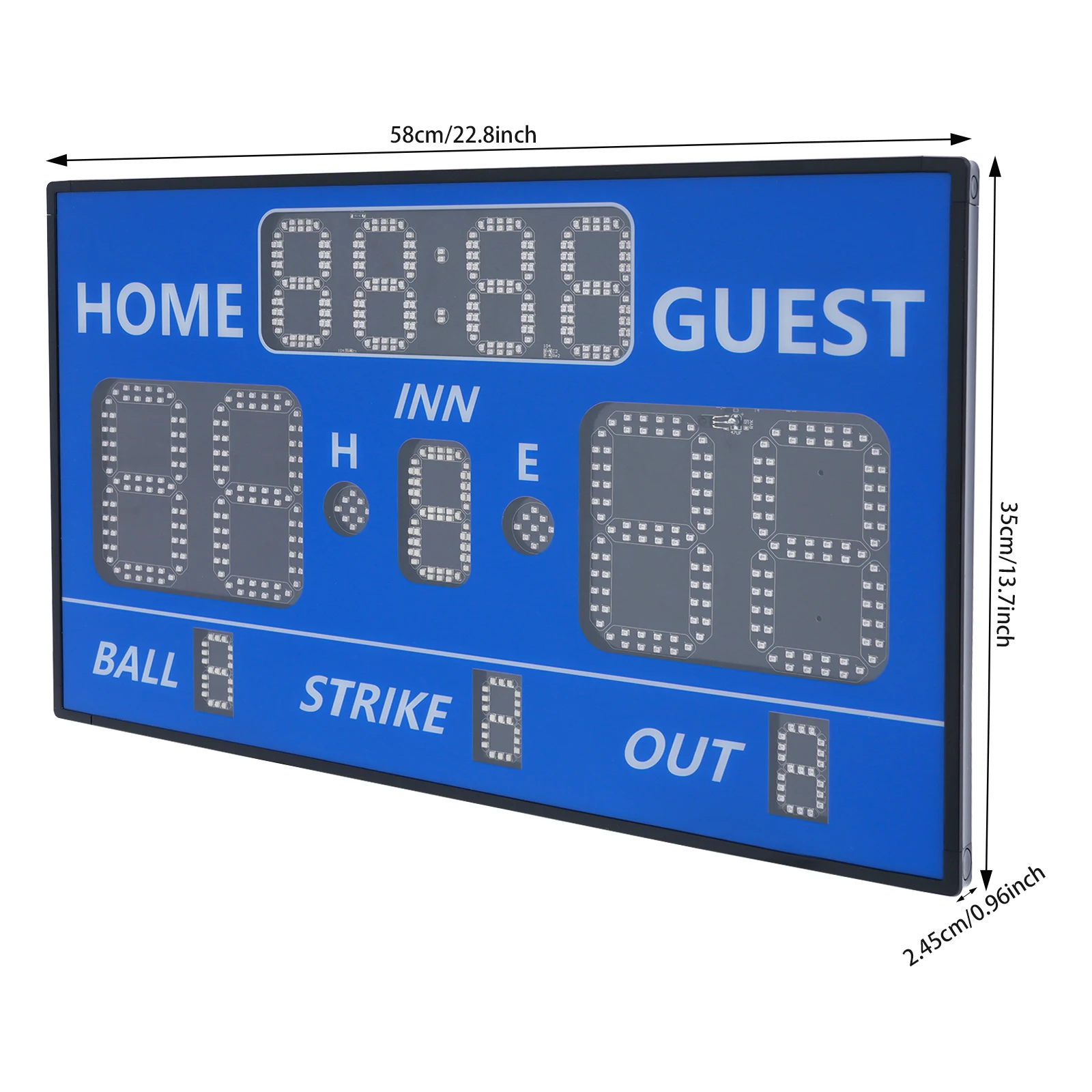 

Blue 22.8*0.96*13.7in LED Scoreboard for Baseball Games, Portable Electronic Digital Scoreboard for All Kinds of Sports Leagues