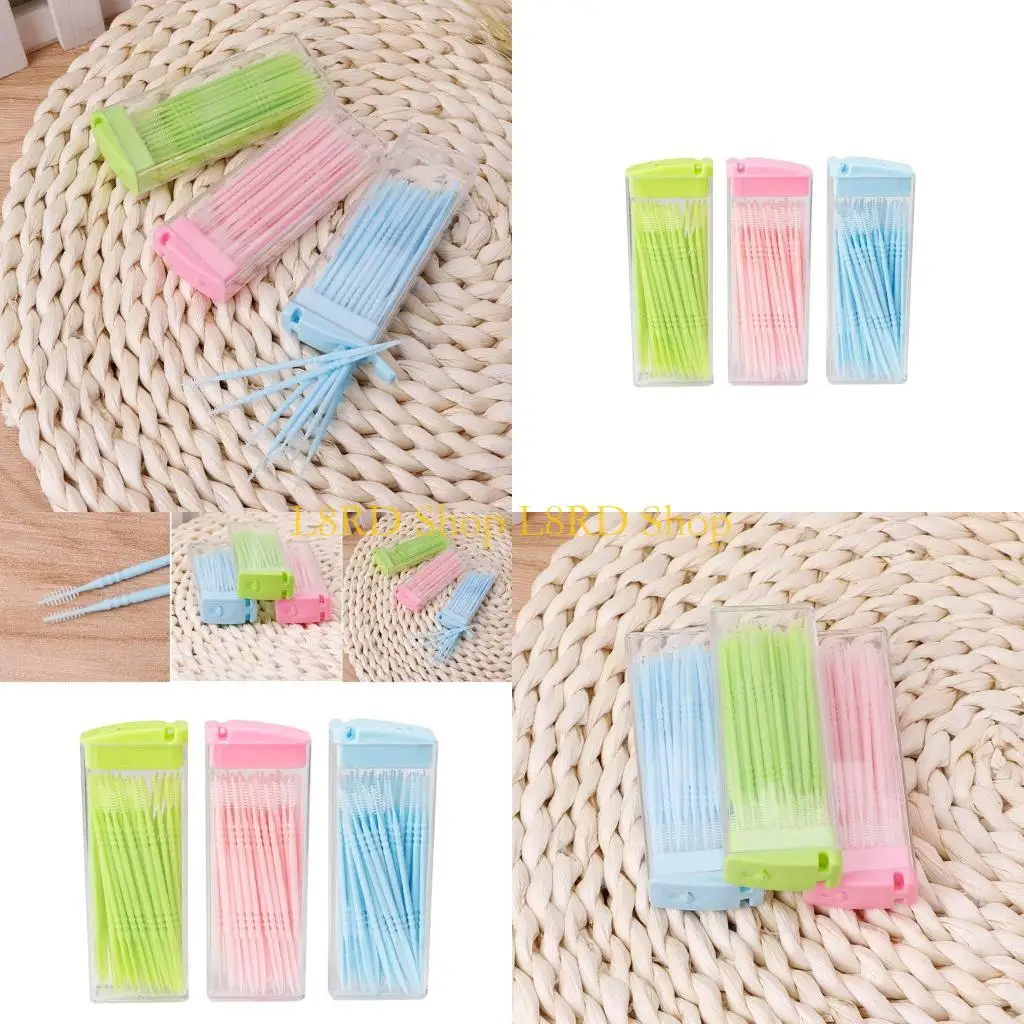 L8RD 50 pcs / box Double-headed Dental Brush Teeth Sticks Floss Pick Toothpick