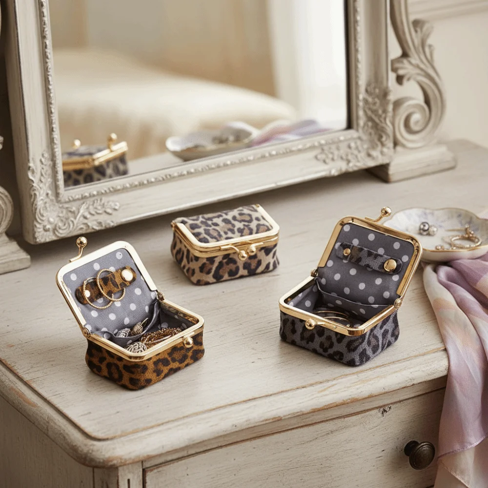 

Подарочный кошелек с леопардовым принтом и замком для поцелуя, однотонный мини-сумка для хранения ювелирных изделий, кожаный мини-кошелек для монет, универсальный