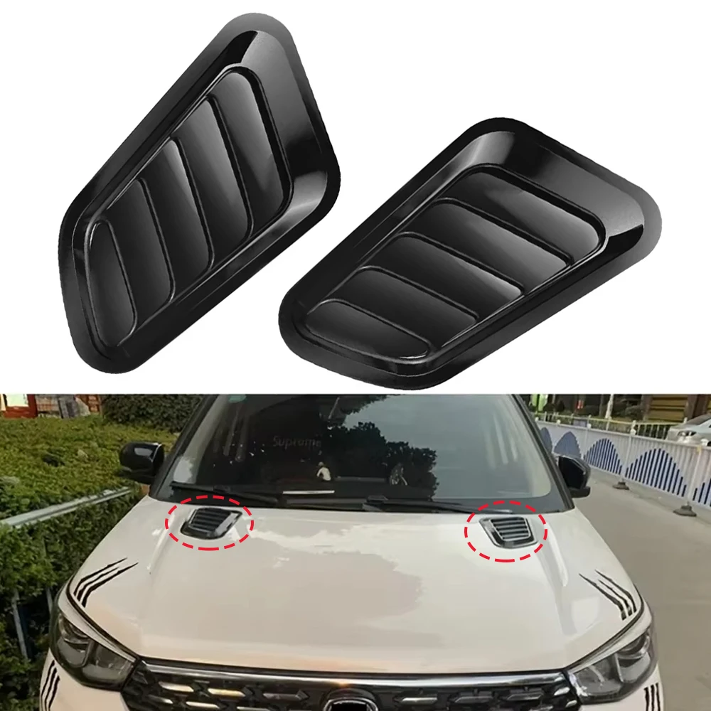 

2PCS Car Hood Tuning Decoration Stickers Universal Air Intake Auto Hood Scoop Bonnet Vent Cover Black Decoration Styling
