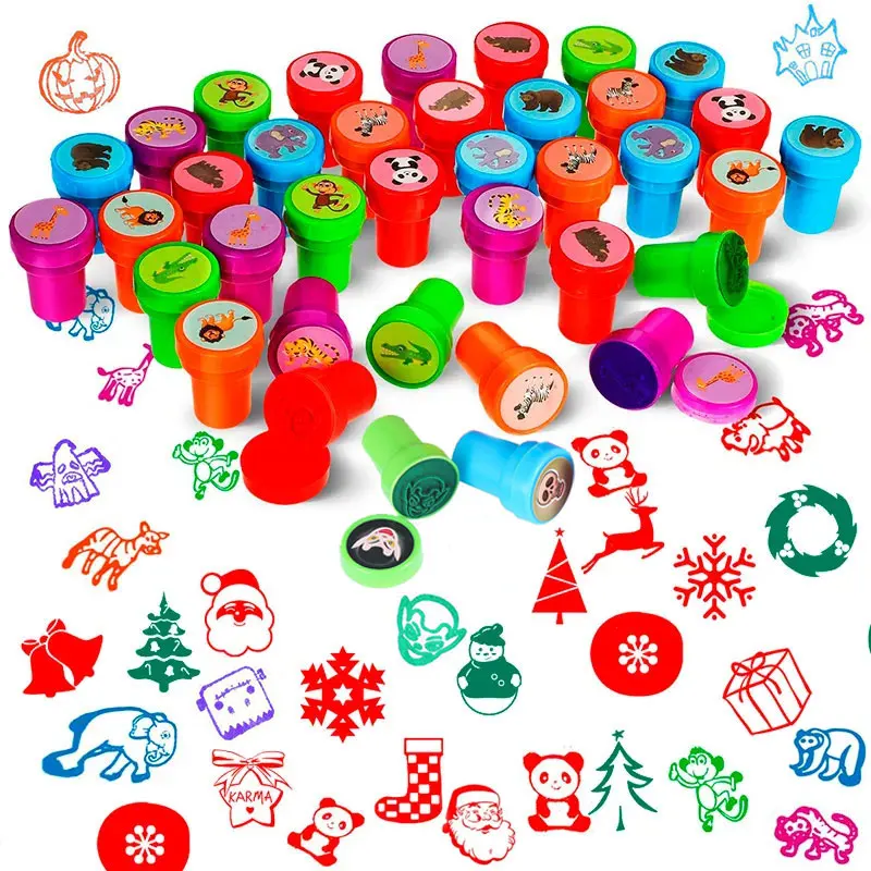 10pcs Assorted Stamps Self-ink Stamps Children Stamps Face Seal Scrapbooking DIY Painting Photo Album Decor for Kids