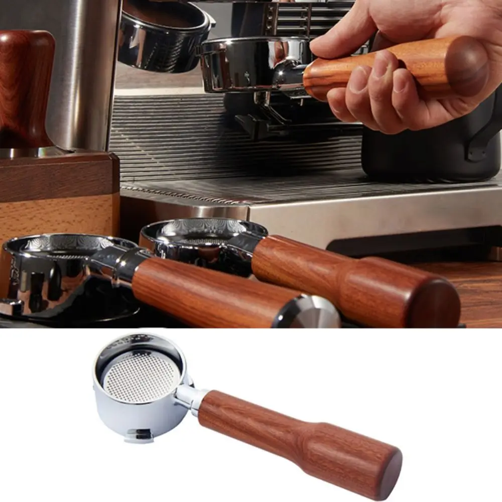 

51mm Bottomless Coffee Portafilter Wood Handle Universal Espresso Filter Handle 3 Ear Espresso Machine Replacement Parts Cafe