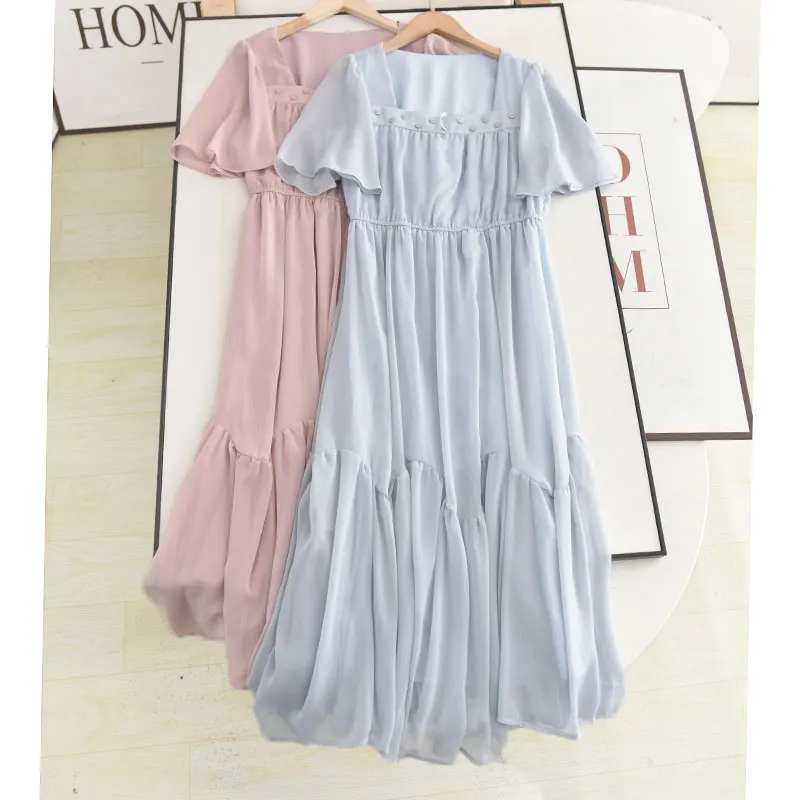 

Ele Summer 2025 Chiffon Gown with Charming Drape Square Neline Super Fairy Aosphere Dr for Women