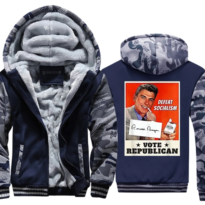 ملابس الرجال رونالد ريغان الهزيمة الاشتراكية التصويت الجمهوري هوديس النساء الذكور خمر الجرافيك هودي لينة القطن البلوز #5