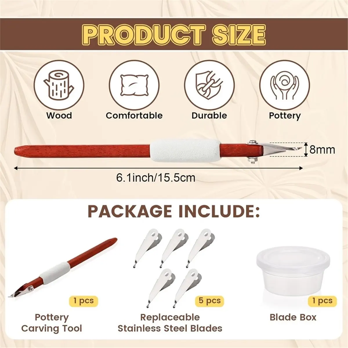 Pottery Carving Tools Set Ceramic Carving Tools Metal+Wood