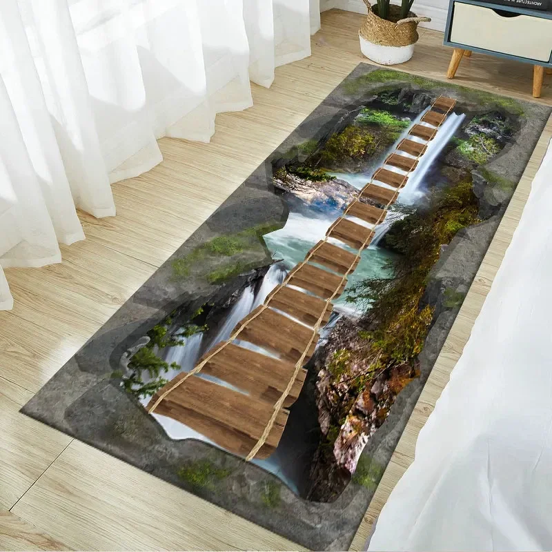 سجاد شلال ثلاثي الأبعاد لغرفة المعيشة، سجاد ممر المدخل، سجاد منطقة أرضية الجسر لغرفة الأطفال، سجادة غرفة النوم المطبخ المزخرفة