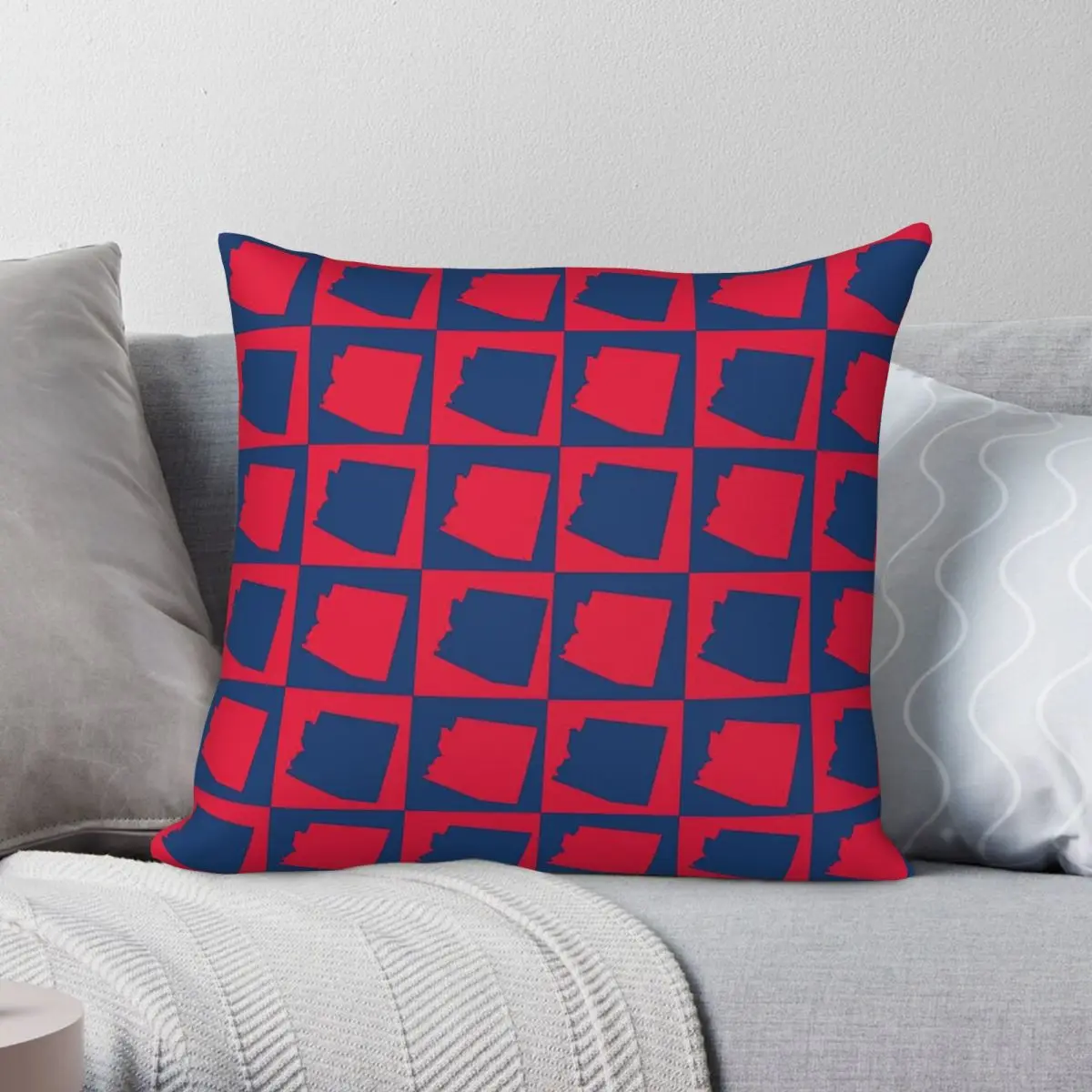 Arizona Red Blue Square Pillowcase Polyester Linen Velvet Pattern Zip Decorative Pillow Case Home Cushion Cover