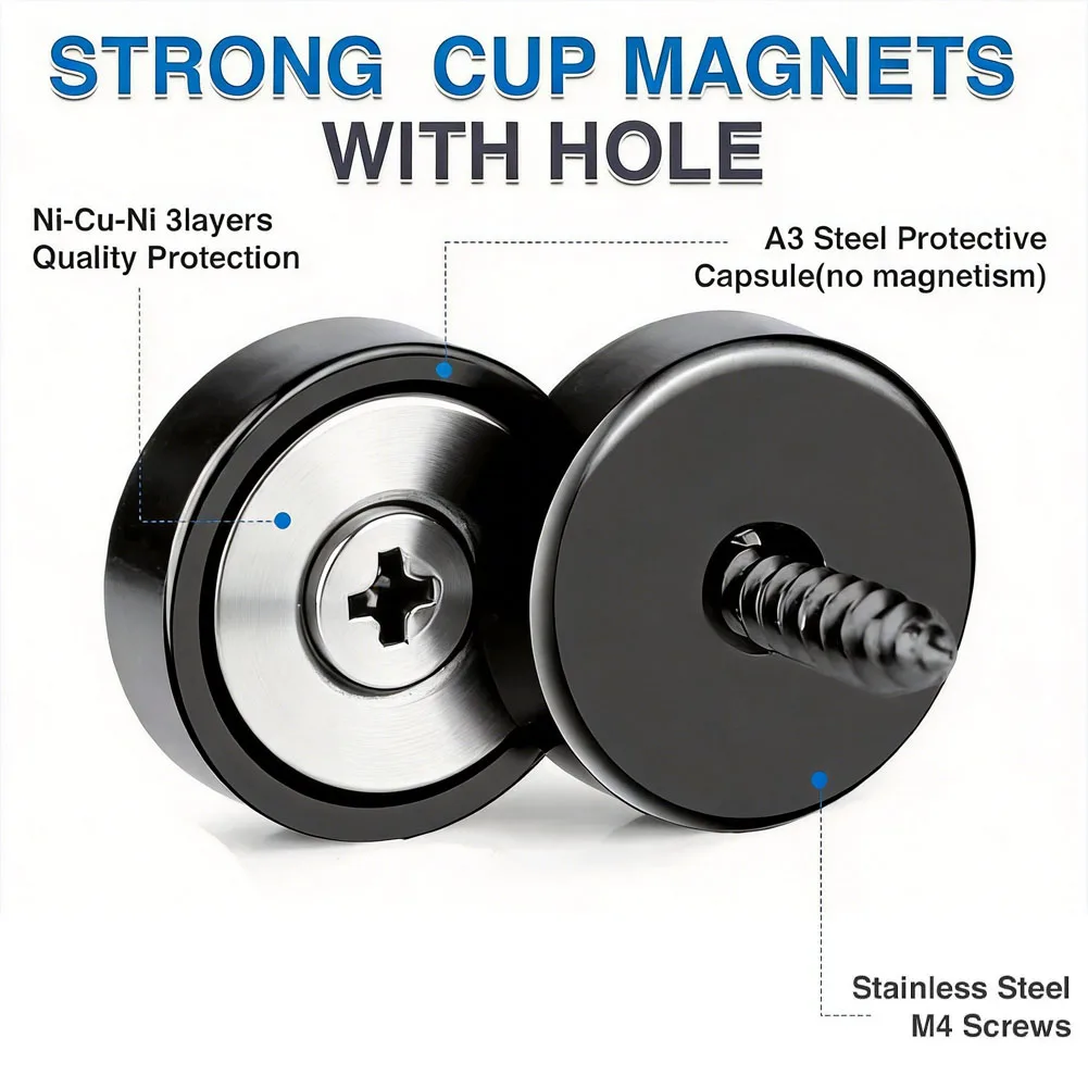 NEOGRIP 1-12Pcs Strong Neodymium Magnets 70Lbs Magnetic with Countersunk Hole Powerful Industrial Rare Earth Magnets with Screw