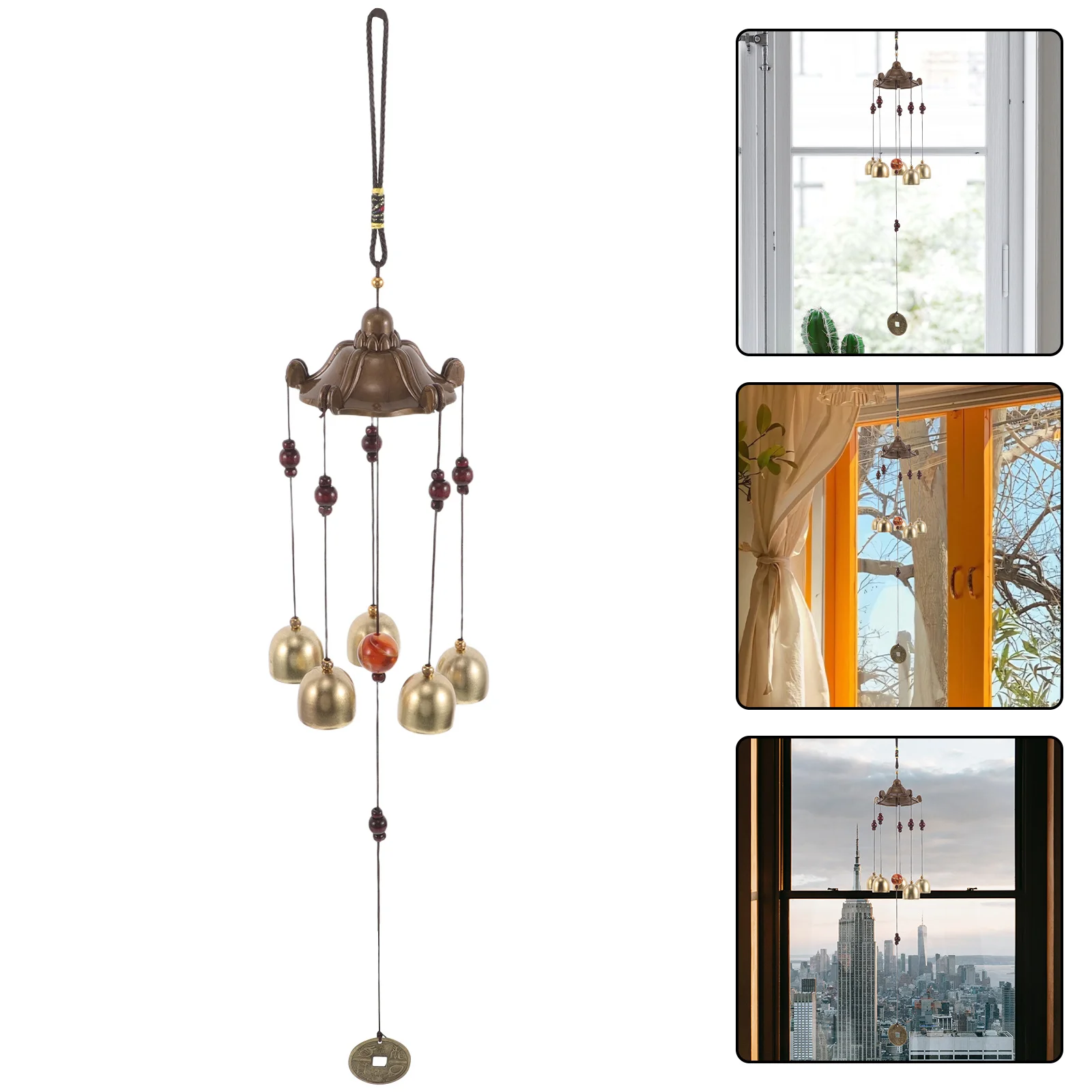 

Wind Chimes Outdoor Metal Alloy Bells Deep Soothing Tone For Garden Balcony Porch Decor Rustproof Copper Hanging Bell