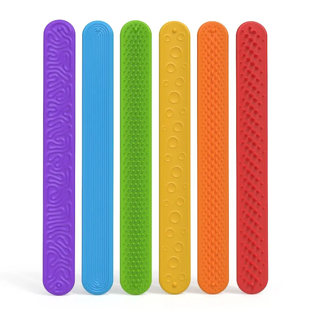

6Pcs Children Gits Sensory Bracelet 6Pcs Textured Silicone Calming Toy Anxiety Relief Stress Relief Slap Bracelets Boy Girl